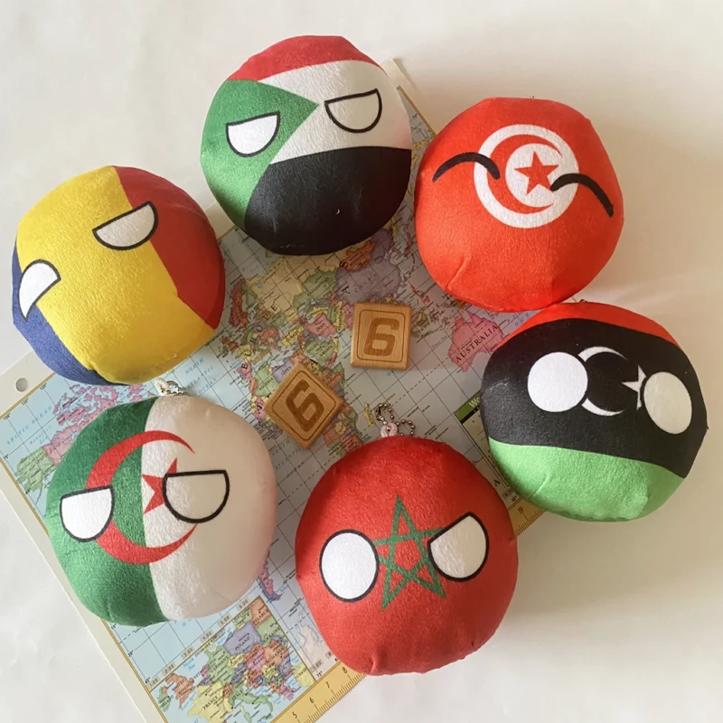Countryball plushies set - Algeria, Libya, Morocco, Tunisia, Sudan, Chad