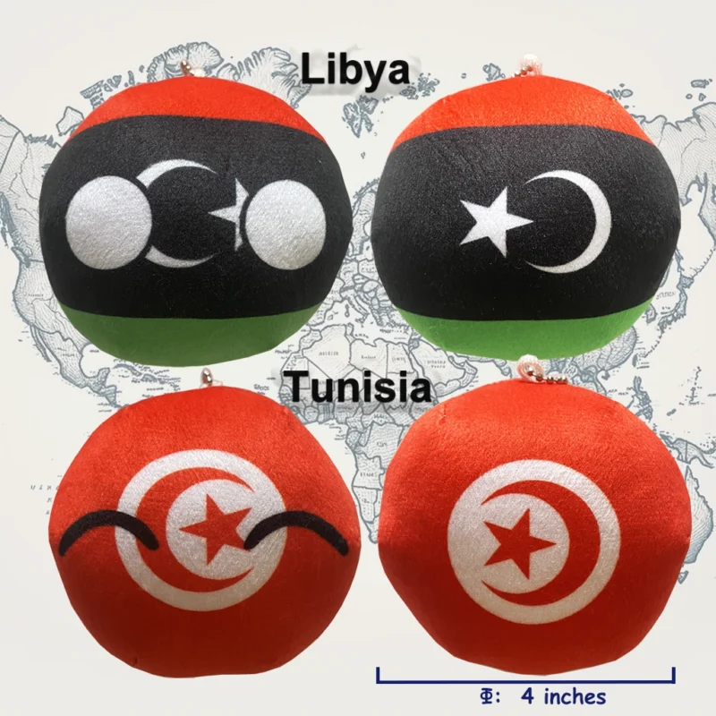 Countryball plushies set - Algeria, Libya, Morocco, Tunisia, Sudan, Chad