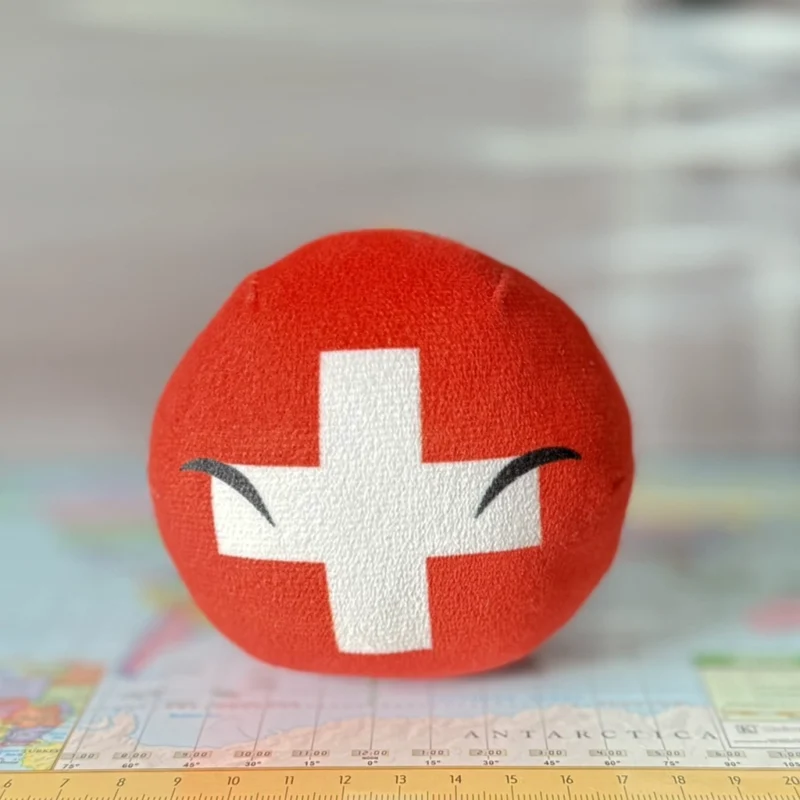 Switzerland Countryball plushie, side view