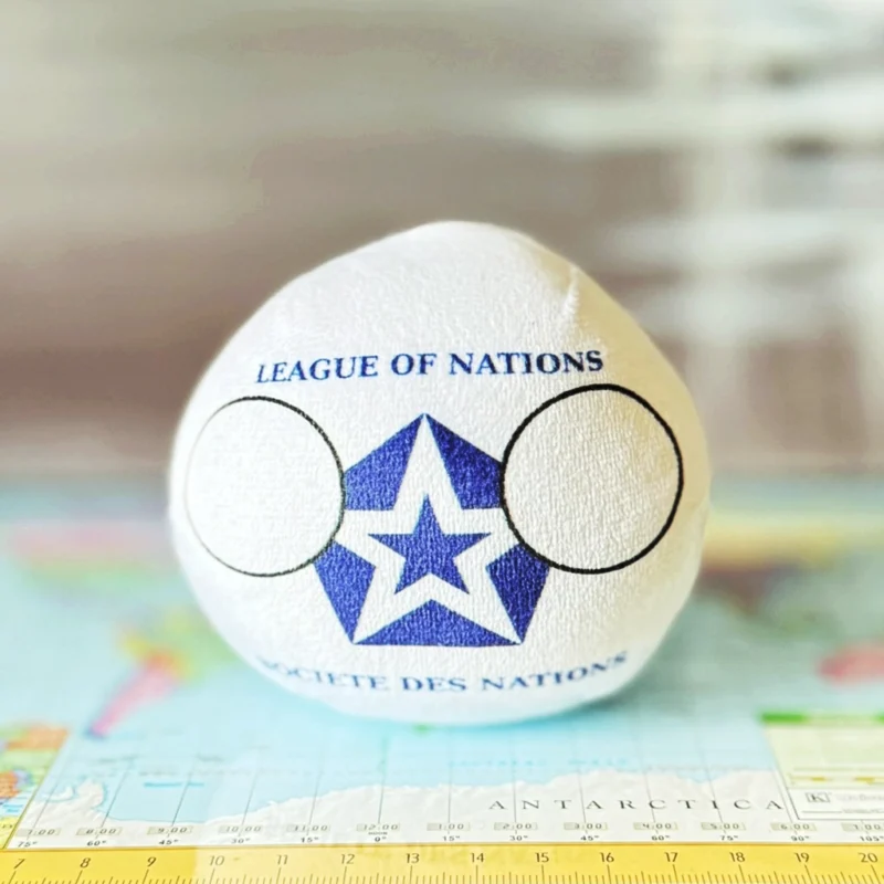 League of Nations Countryball plushie, side view