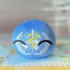 WHO Countryball plushie, side view