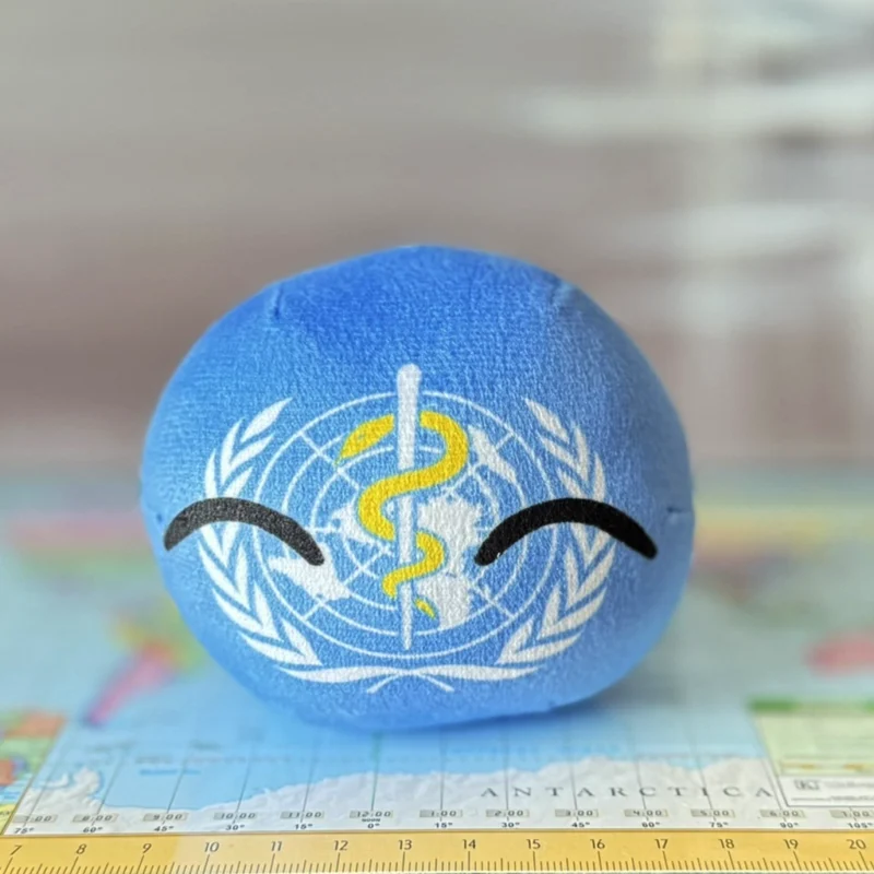 WHO Countryball plushie, side view