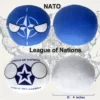 81NO-LN-EU-UN-WH-NA 3 6PC: NATO, League of Nations, European Union, United Nations, WHO, NASA, alternate group view